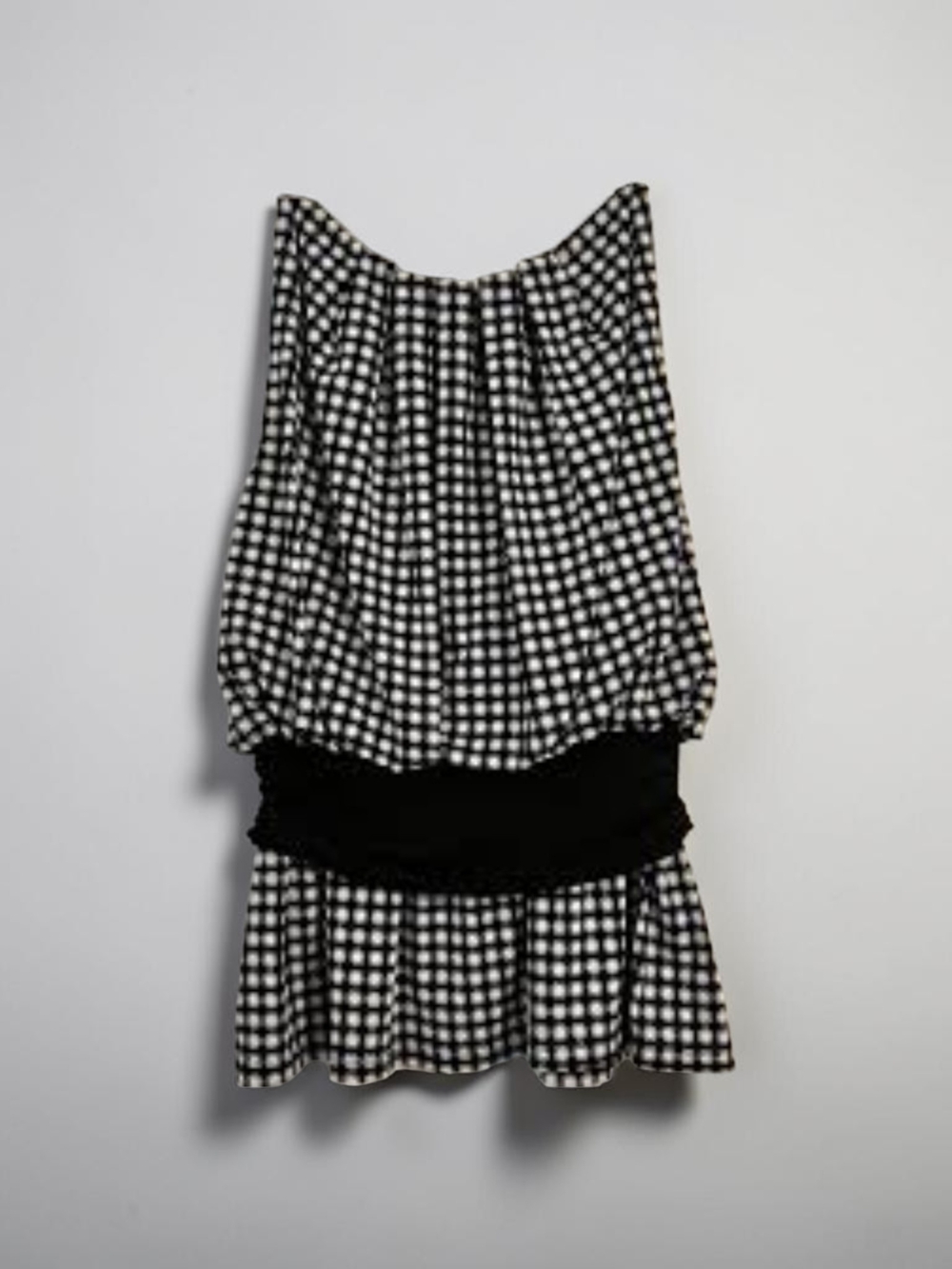 Sophie Max Black White Polka Dot Peplum Blouse Tiered Cummerbund Women's L